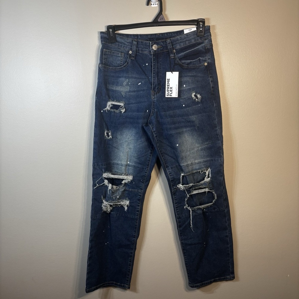 NWT 30x30 RUE21 Mens Supreme Flex Loose  Fit Distressed Denim Jeans Pants